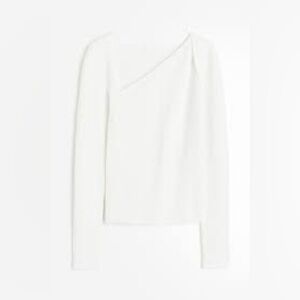 57. H&M Women’s White Ribbed Long Sleeve Top Size Small